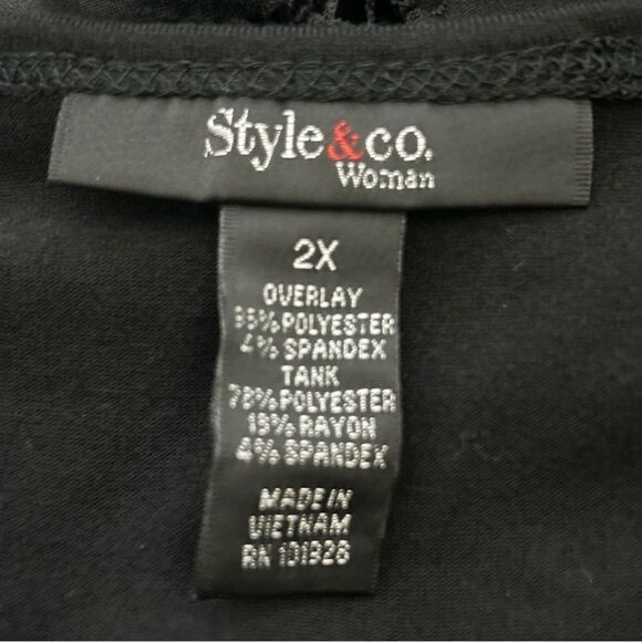 NWT Style & Co Woman Black Purple Lined Top Size 2X - Picture 9 of 10